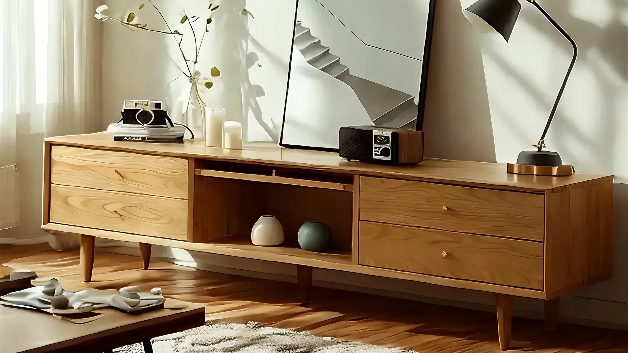 traditional oak TV stand