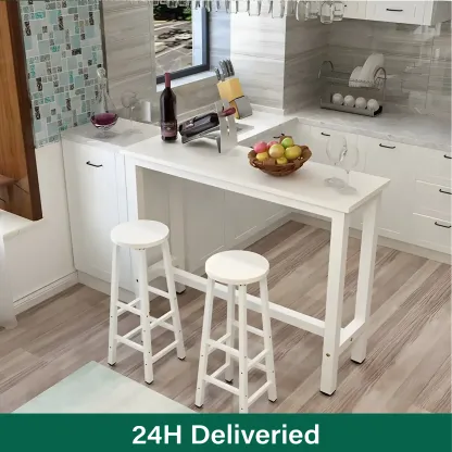 Sleek Modern Black Wooden Counter Height Bar Table for Kitchen