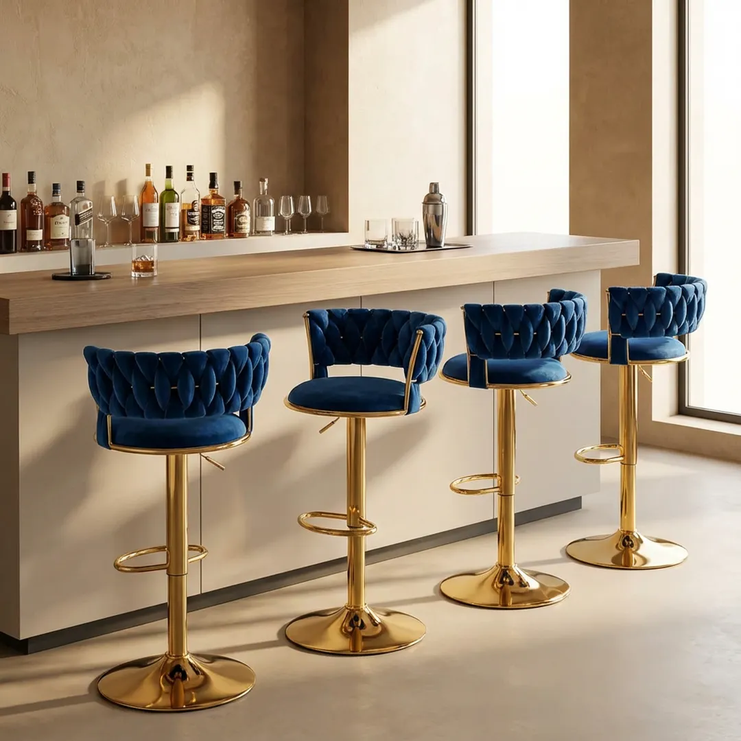 Modern Velvet Swivel Adjustable Bar Stools | homeyfad