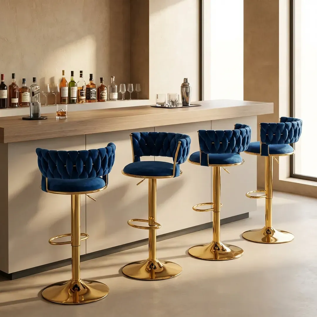 Modern Velvet Swivel Adjustable Bar Stools