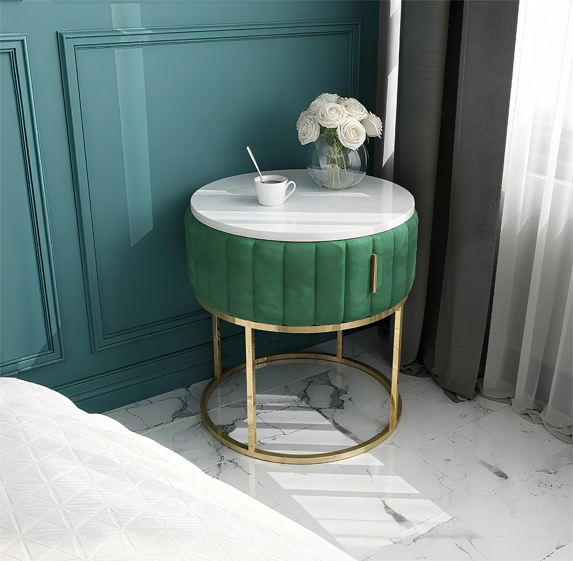 Marble Nightstand with Drawers