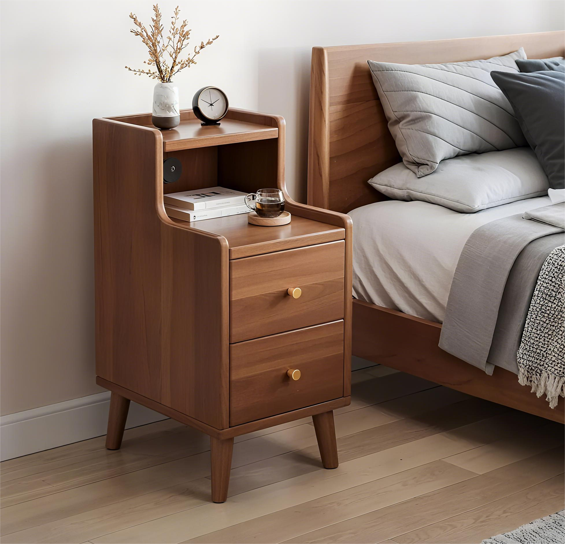 2-Drawer Wooden Nightstand