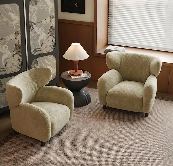 Chenille Fabric Wingback Accent Chair