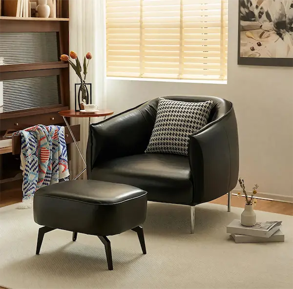 Black Leather Lounge Chair Living Room