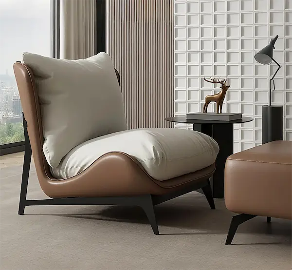 Latex Side Chair with Pillow in Ivory White