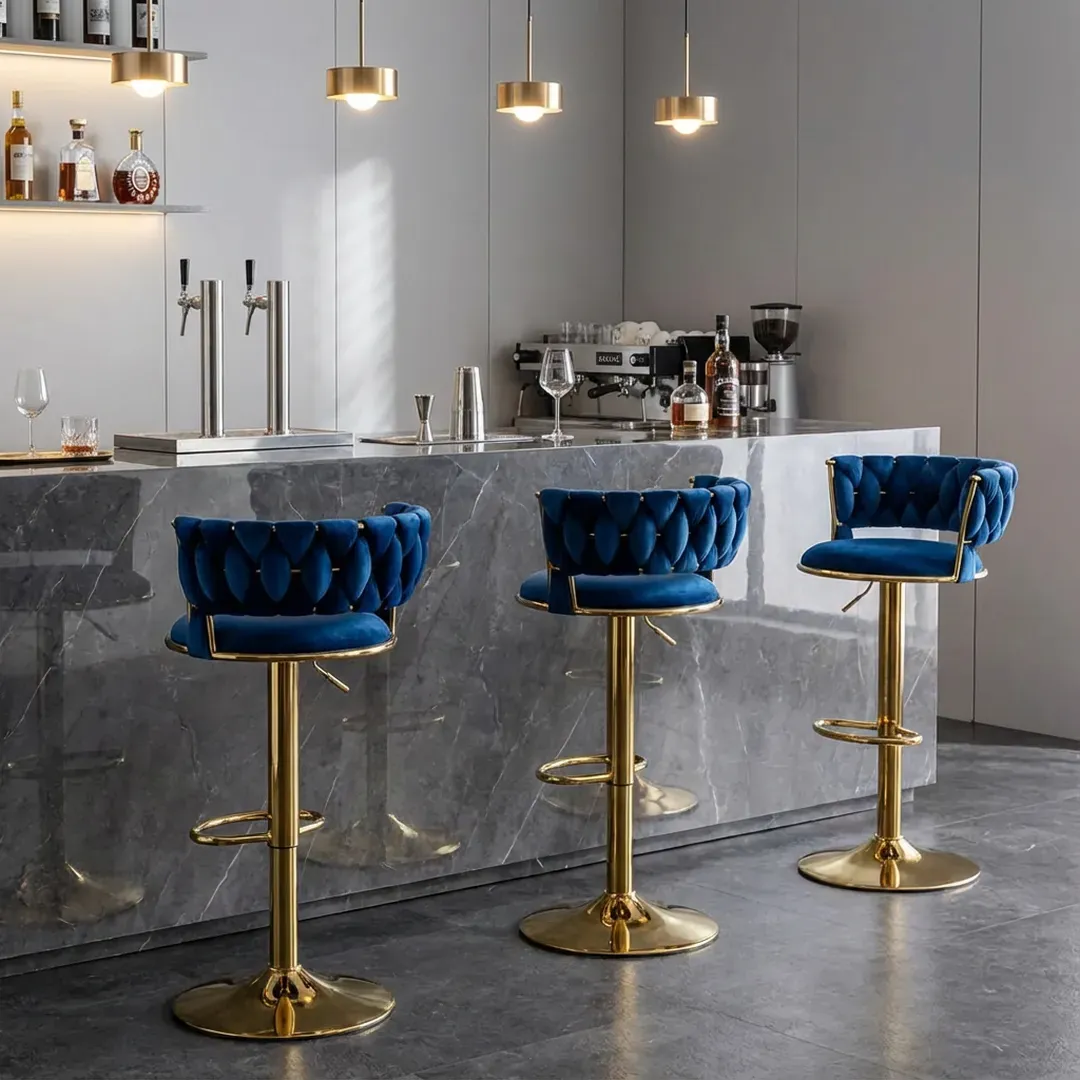 Modern Velvet Swivel Adjustable Bar Stools