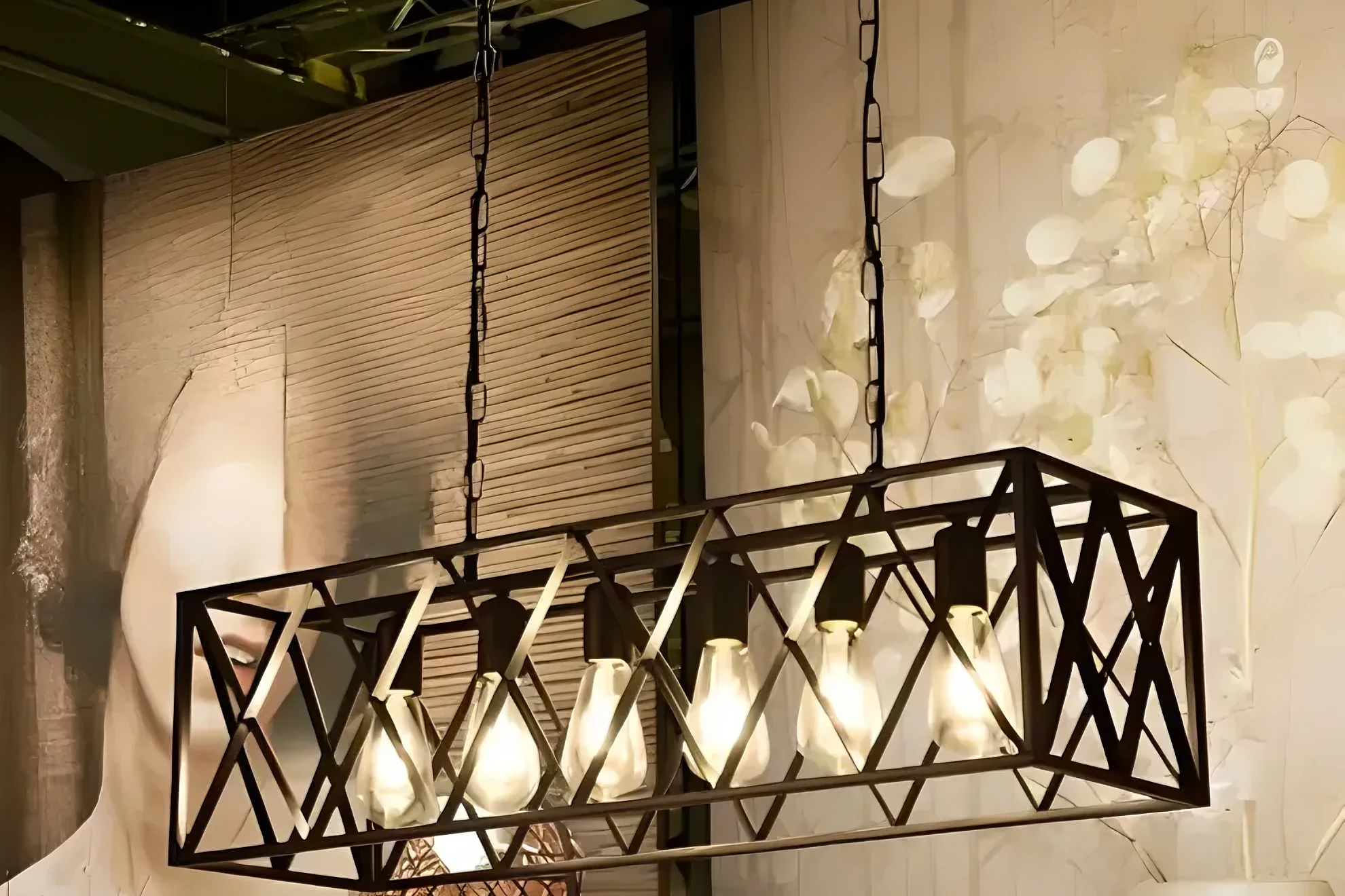 Industrial Rectangle Metal Adjustable Island Light for Dining Area