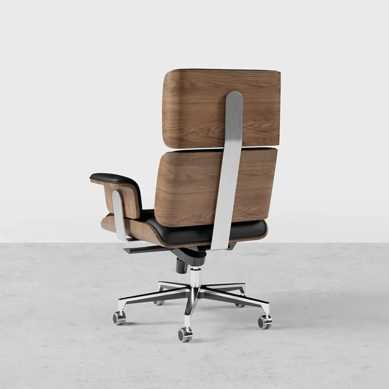 Black Wooden Adjustable Height Swivel Upholstered Desk Chair Home Office Image - 19