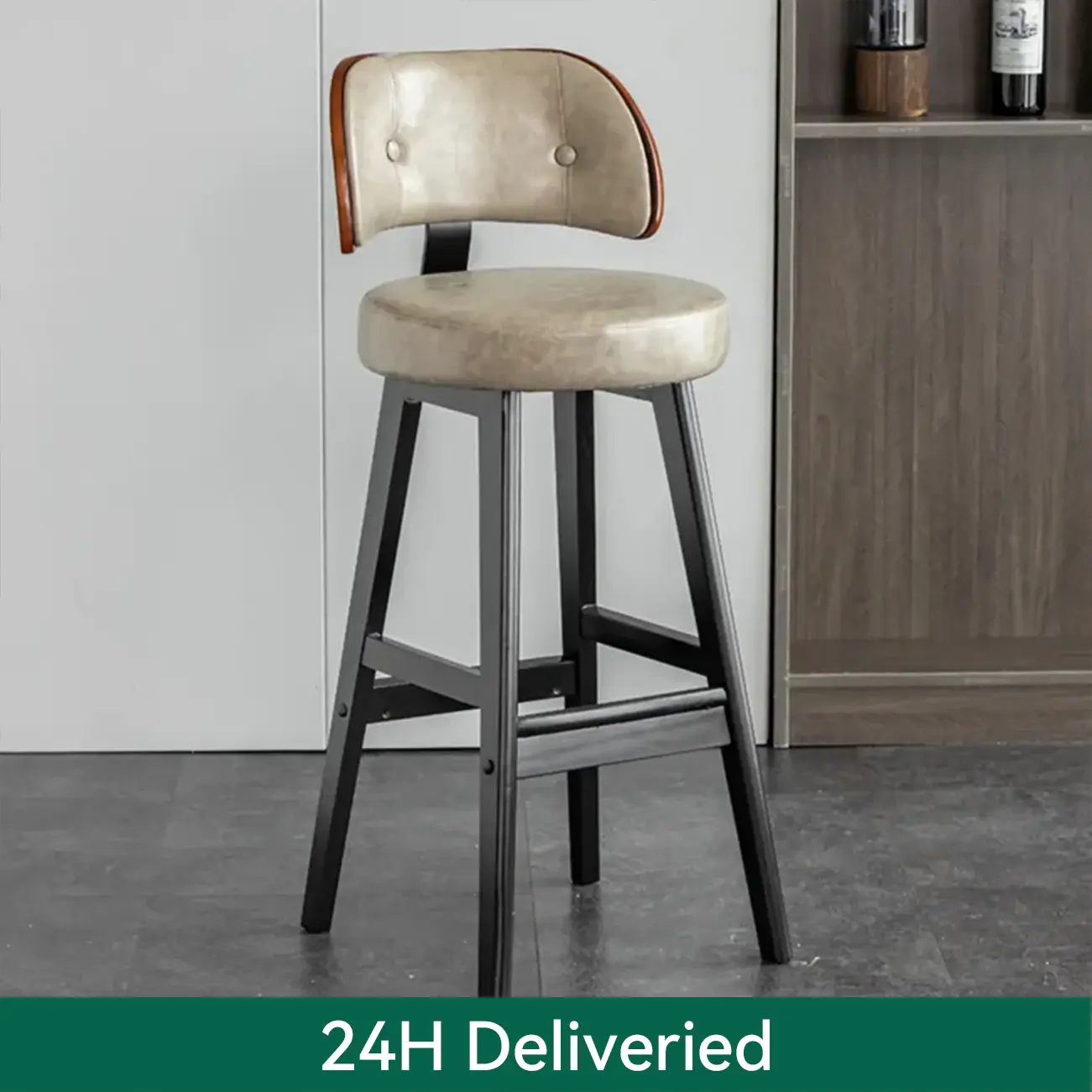 Modern Wood Upholstered Bar Stools with Back | homeyfad