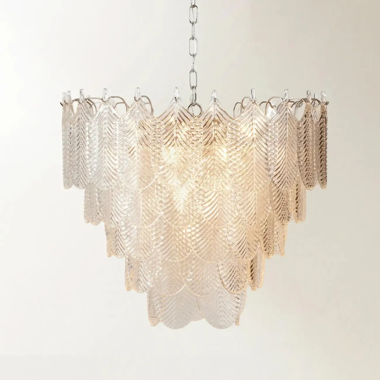 Elegant Leaf-Shaped Glass Crystal Chandelier Image - 1