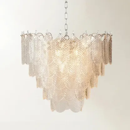 Elegant Leaf-Shaped Glass Crystal Chandelier Image - 1