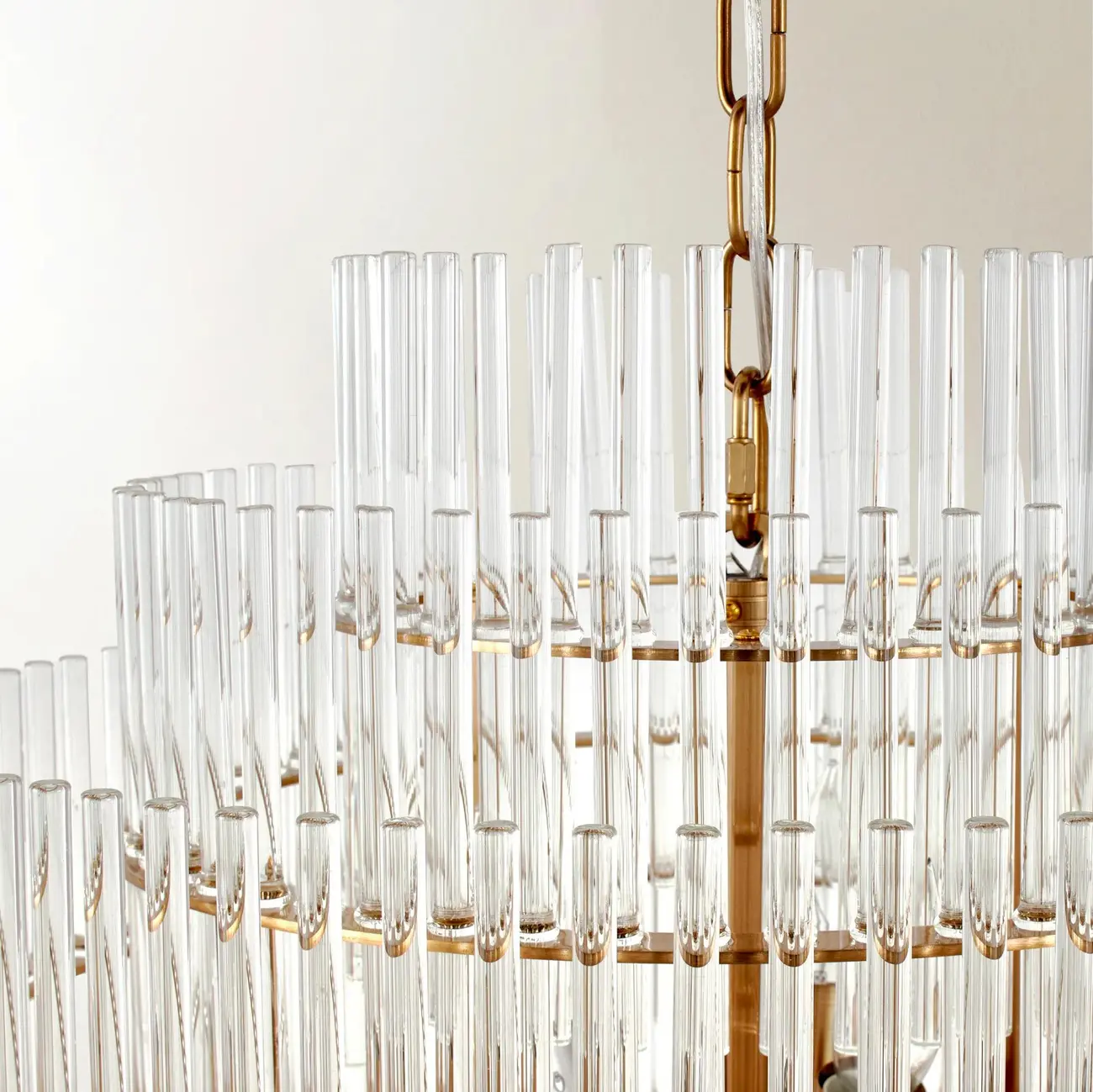 Modern Clear Glass Chandelier with Gold Finish Image - 5 | homeyfad