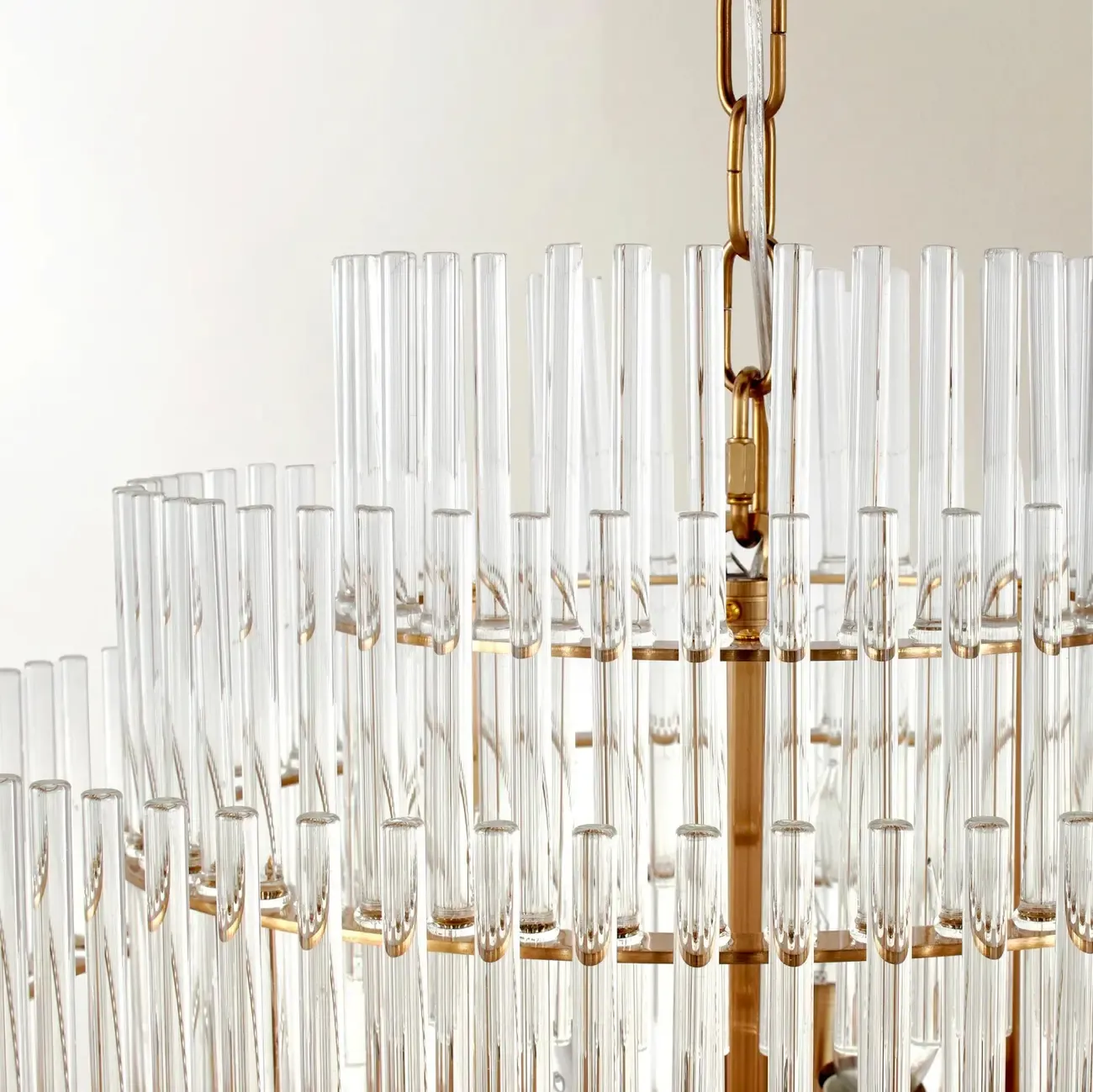 Modern Clear Glass Chandelier with Gold Finish Image - 5