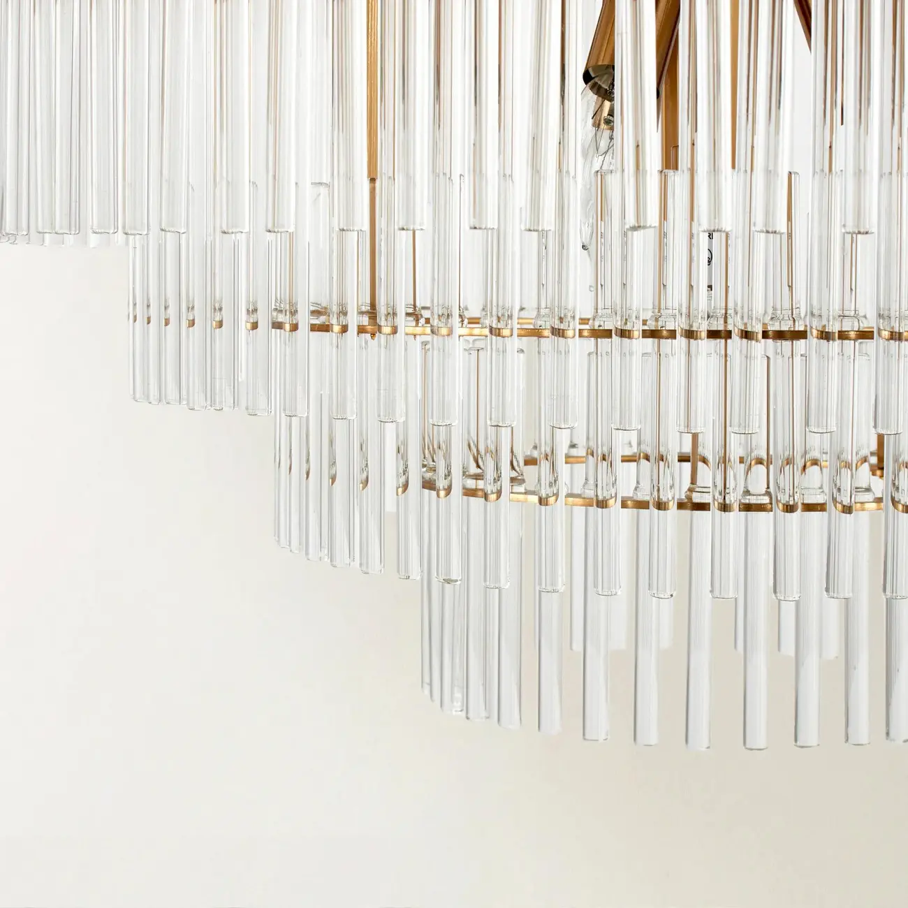 Modern Clear Glass Chandelier with Gold Finish Image - 6 | homeyfad