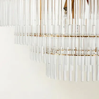 Modern Clear Glass Chandelier with Gold Finish Image - 6