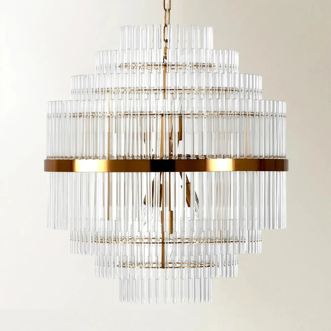Modern Clear Glass Chandelier with Gold Finish Image - 3 | homeyfad