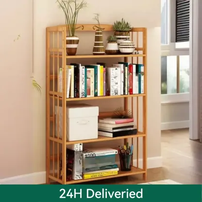 Elegant Nutural Bamboo Vertical Open Back Bookcase