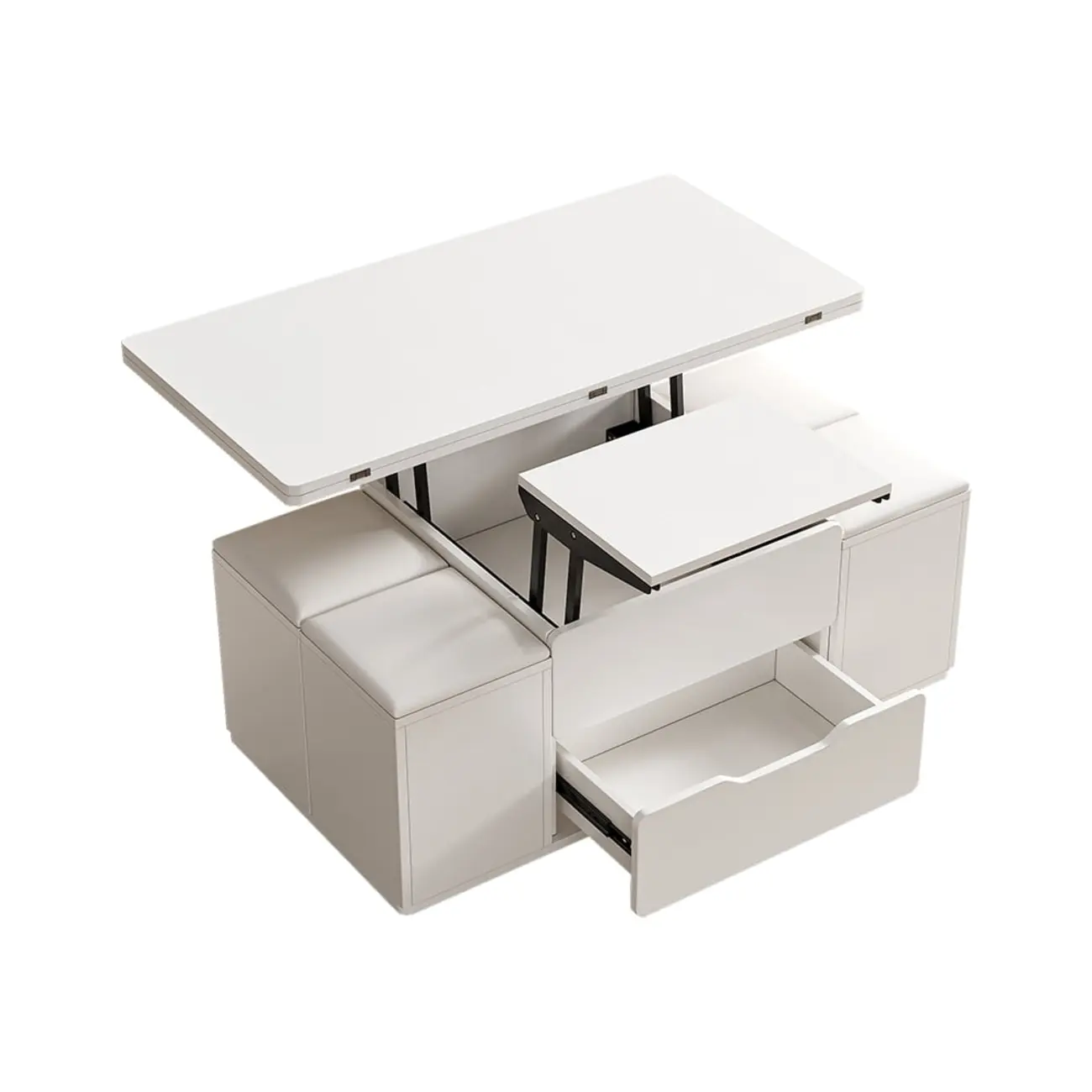 Foldable Lift-Top Coffee Table with 4 Stools & Storage Image - 20 | homeyfad