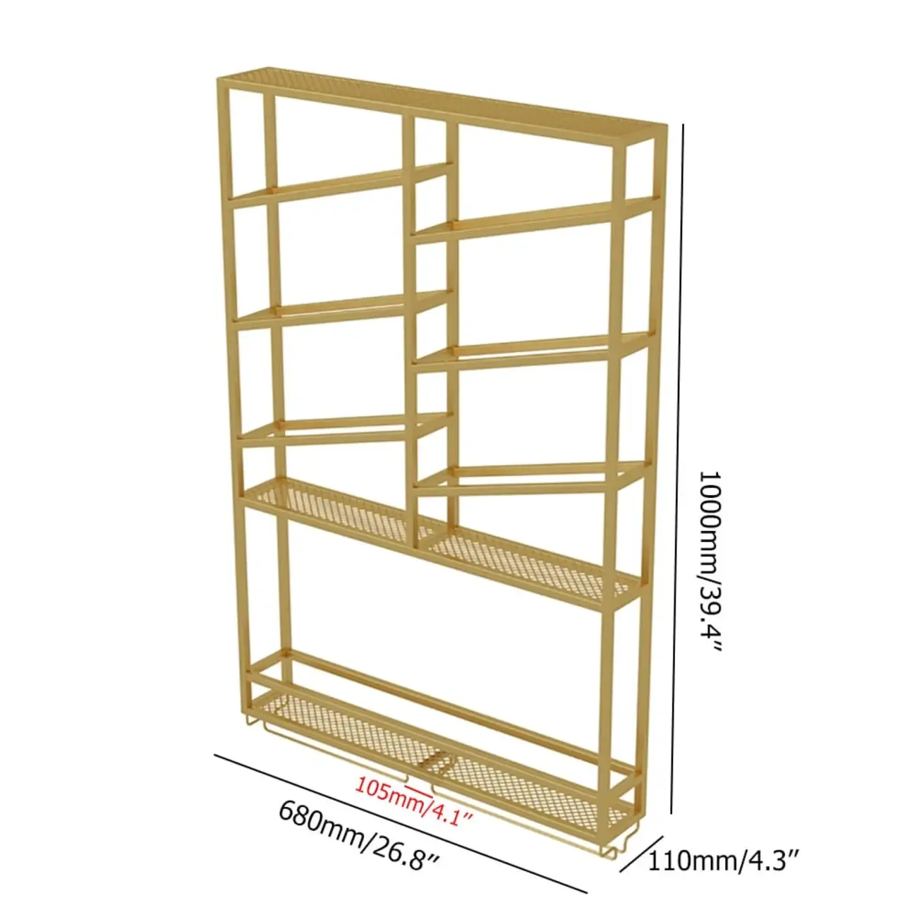 Industrial Wall Mounted Gold Metal Wine Rack with Bottle Rack Image - 6