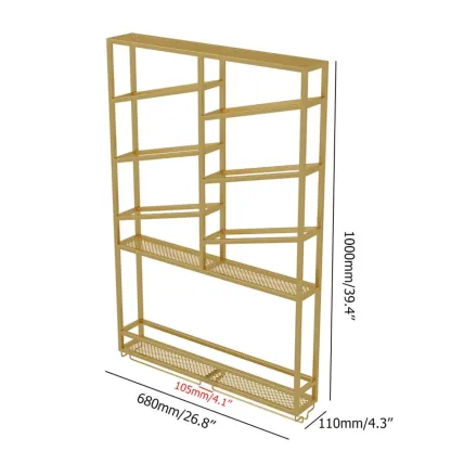 Industrial Wall Mounted Gold Metal Wine Rack with Bottle Rack Image - 6