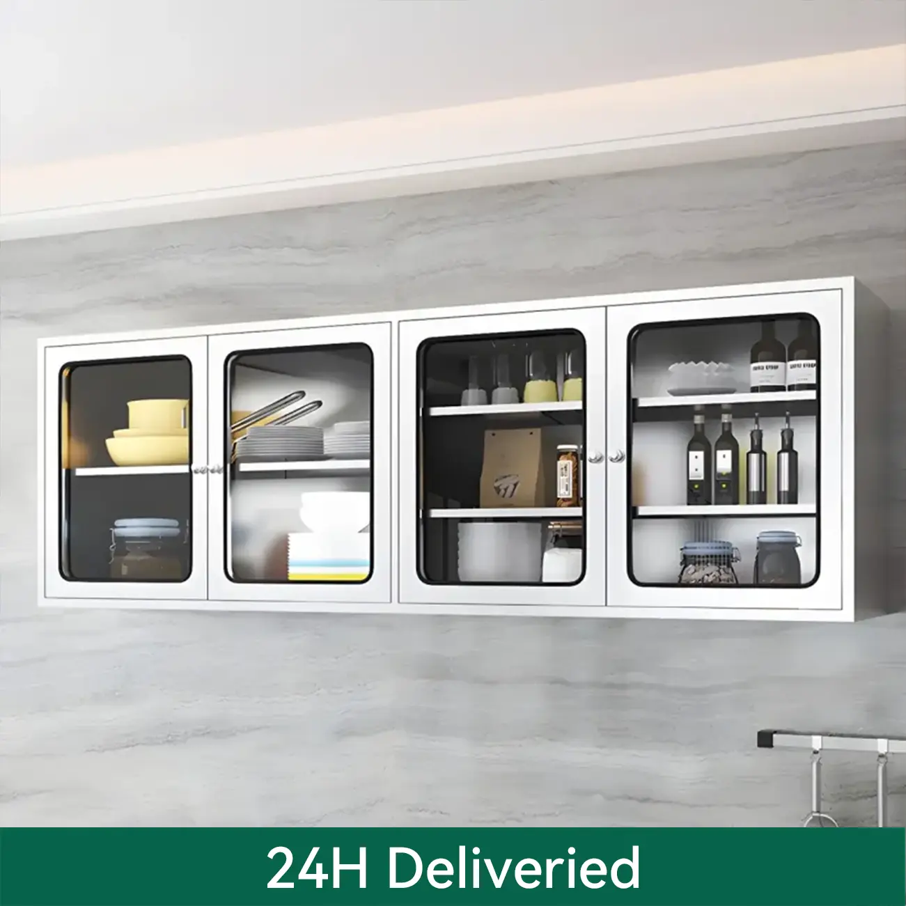 Stainless Steel Wall-Mounted Display Cabinet with Storage | homeyfad