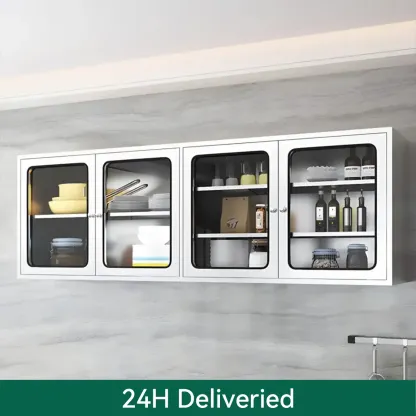 Stainless Steel Wall-Mounted Display Cabinet with Storage