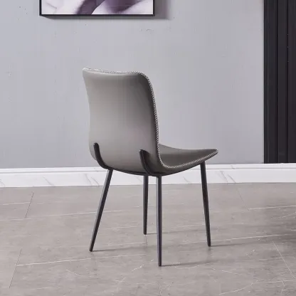 Modern Gray PU Leather Armless Dining Chairs Set of 2  Image - 4