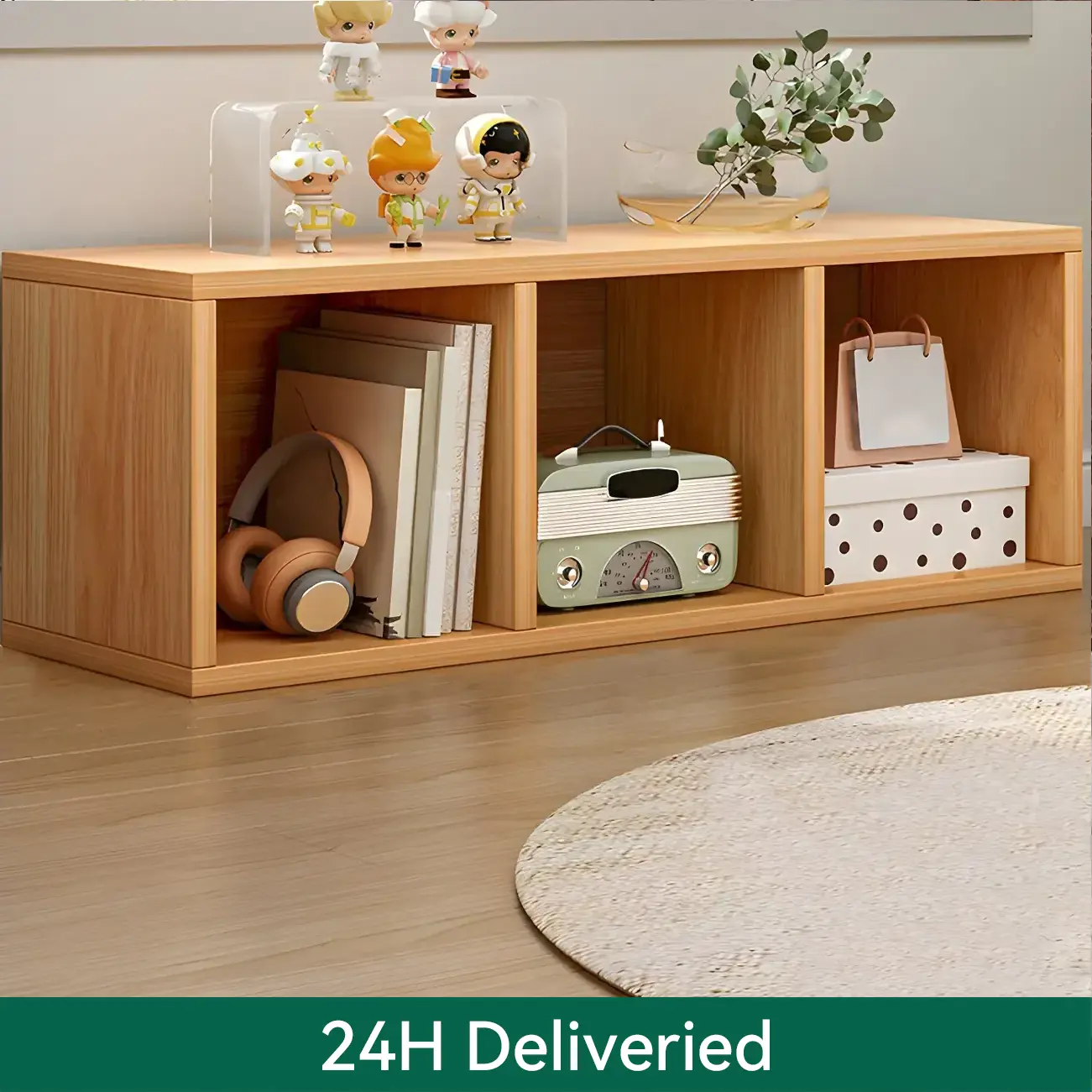 White Wood Horizontal Closed Back Compact Storage Bookcase | homeyfad