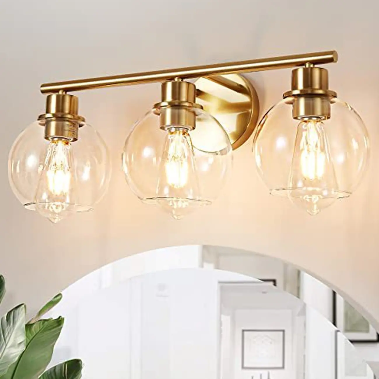 3-Light Vintage Brass Globe Vanity Light Fixture for Bathroom Image - 1 | homeyfad