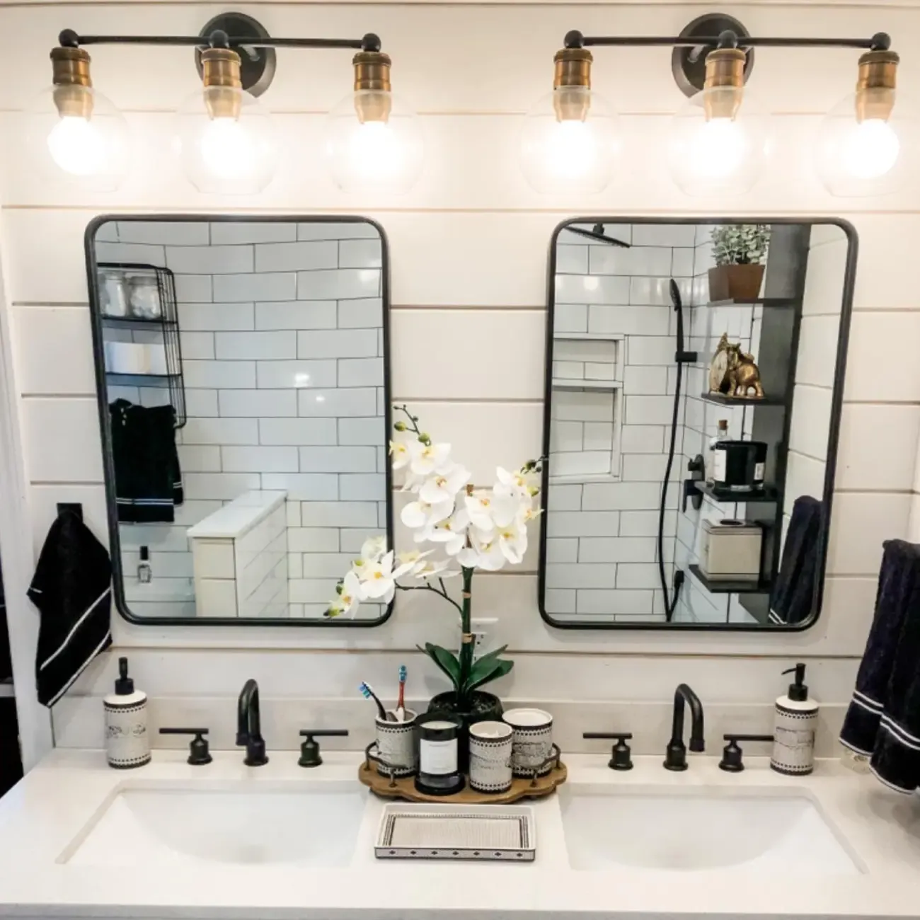 3-Light Vintage Brass Globe Vanity Light Fixture for Bathroom Image - 2