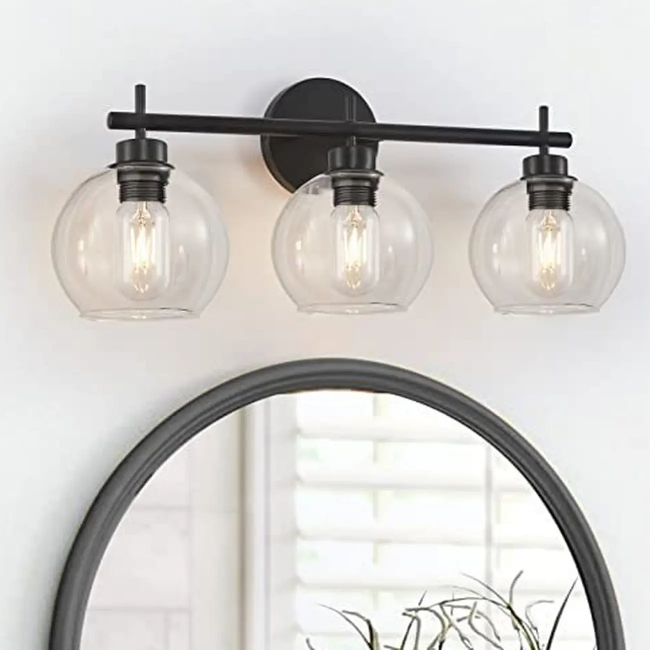 3-Light Vintage Brass Globe Vanity Light Fixture for Bathroom Image - 3 | homeyfad