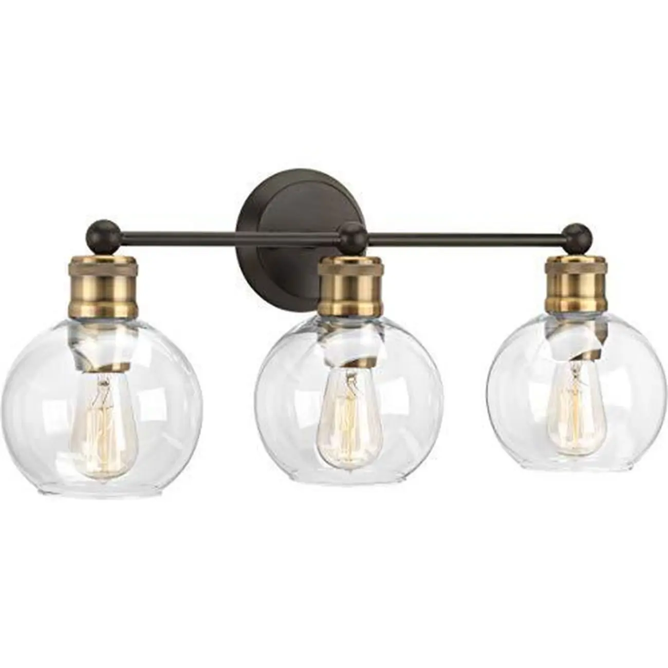 3-Light Vintage Brass Globe Vanity Light Fixture for Bathroom Image - 5 | homeyfad