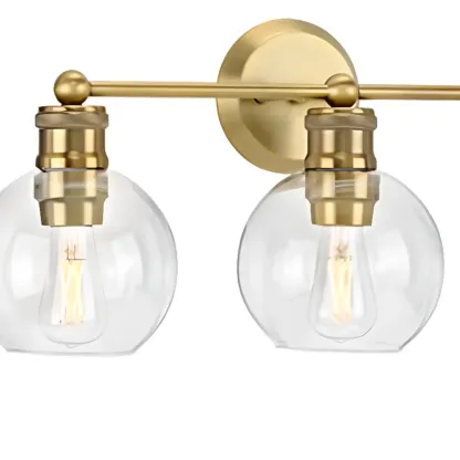 3-Light Vintage Brass Globe Vanity Light Fixture for Bathroom Image - 8
