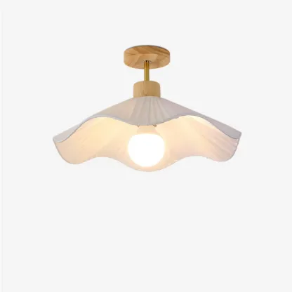 Modern Minimalistic Flush Ceiling Light with Fabric Shade Image - 4