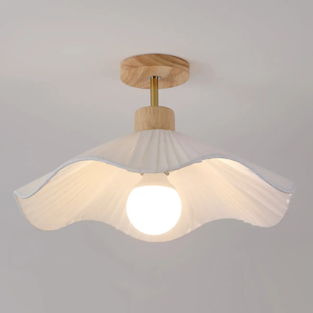 Modern Minimalistic Flush Ceiling Light with Fabric Shade Image - 12 | homeyfad