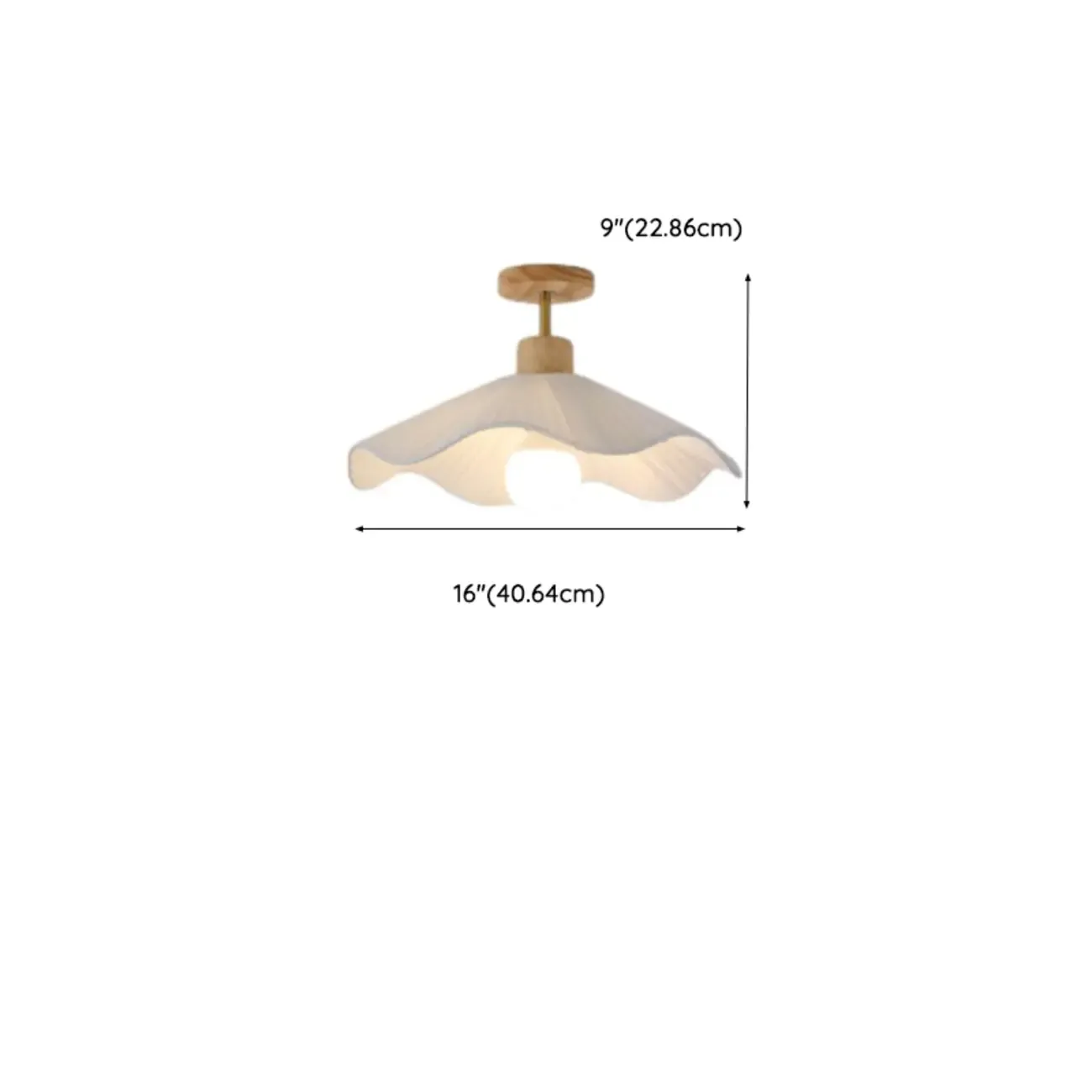 Modern Minimalistic Flush Ceiling Light with Fabric Shade #size