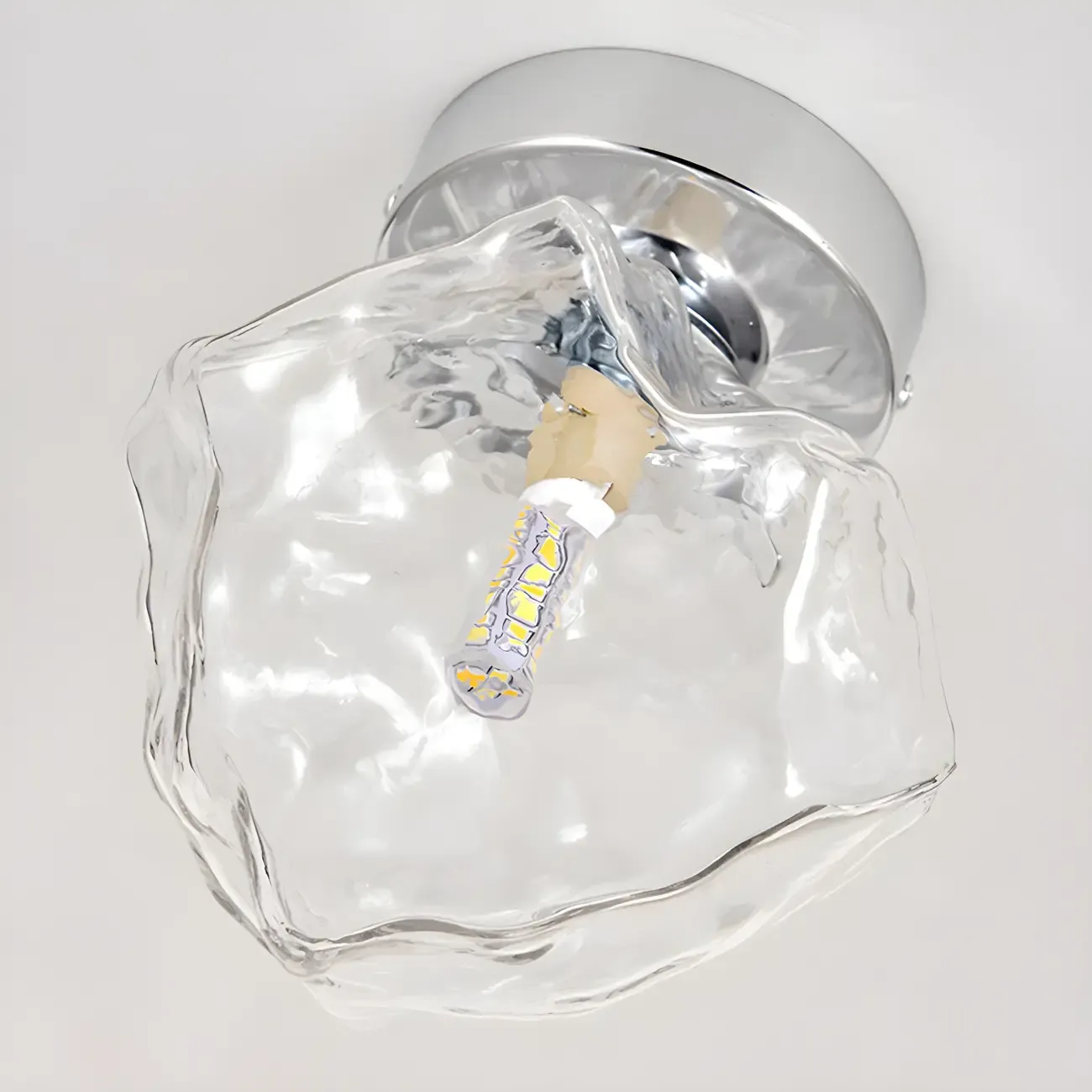 Transparent Semi Flush Ceiling Light for Hallway Elegance Image - 9