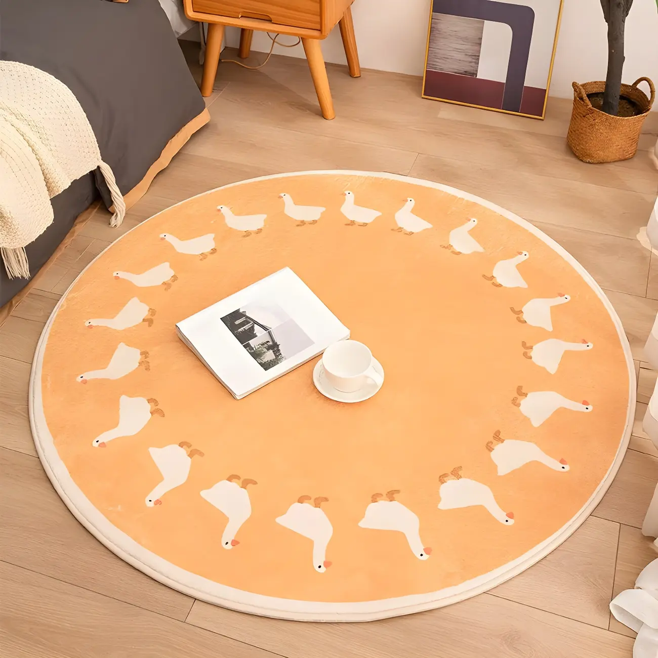 Kids Polyester Duck Pattern Round Area Rug Image - 1 | homeyfad