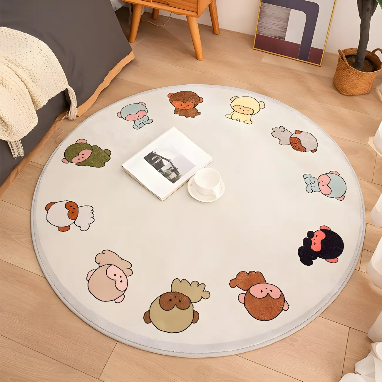 Kids Polyester Duck Pattern Round Area Rug Image - 2 | homeyfad