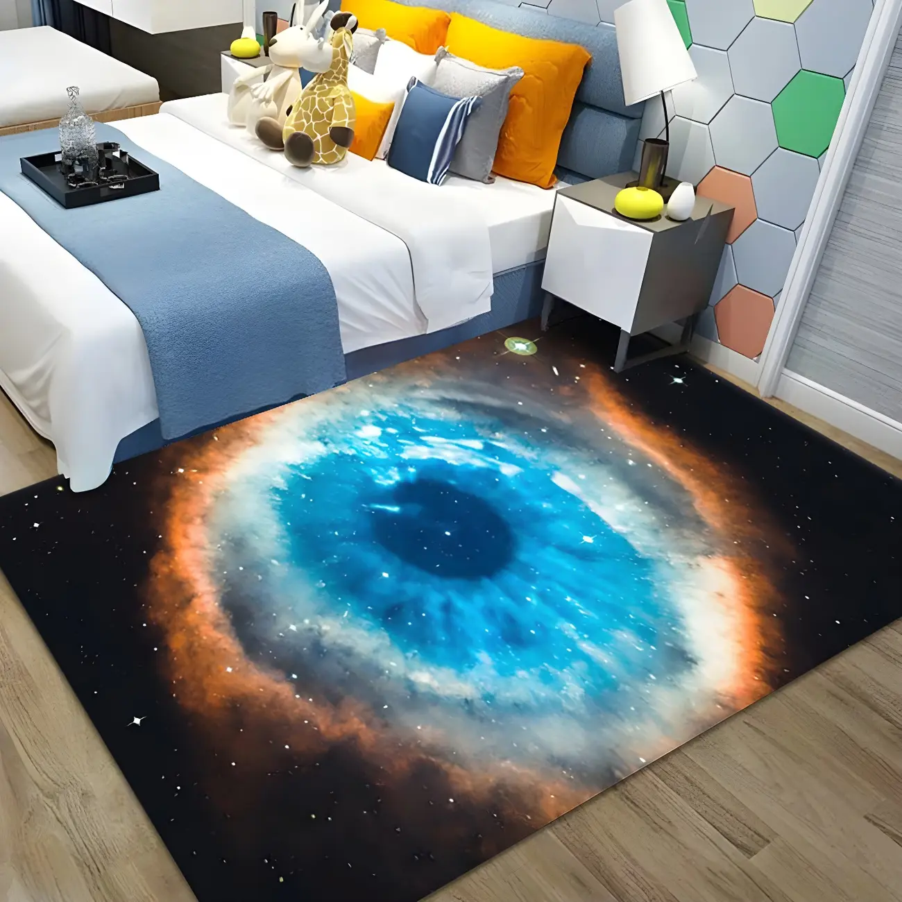 Astronomy & Space Pattern Rectangle Area Rug for Kids Room Image - 2 | homeyfad