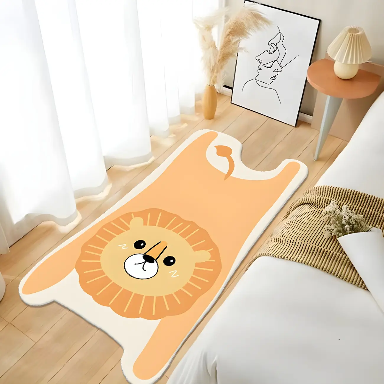 Kids	Novelty Polyester Lion Pattern Area Rug Image - 1 | homeyfad