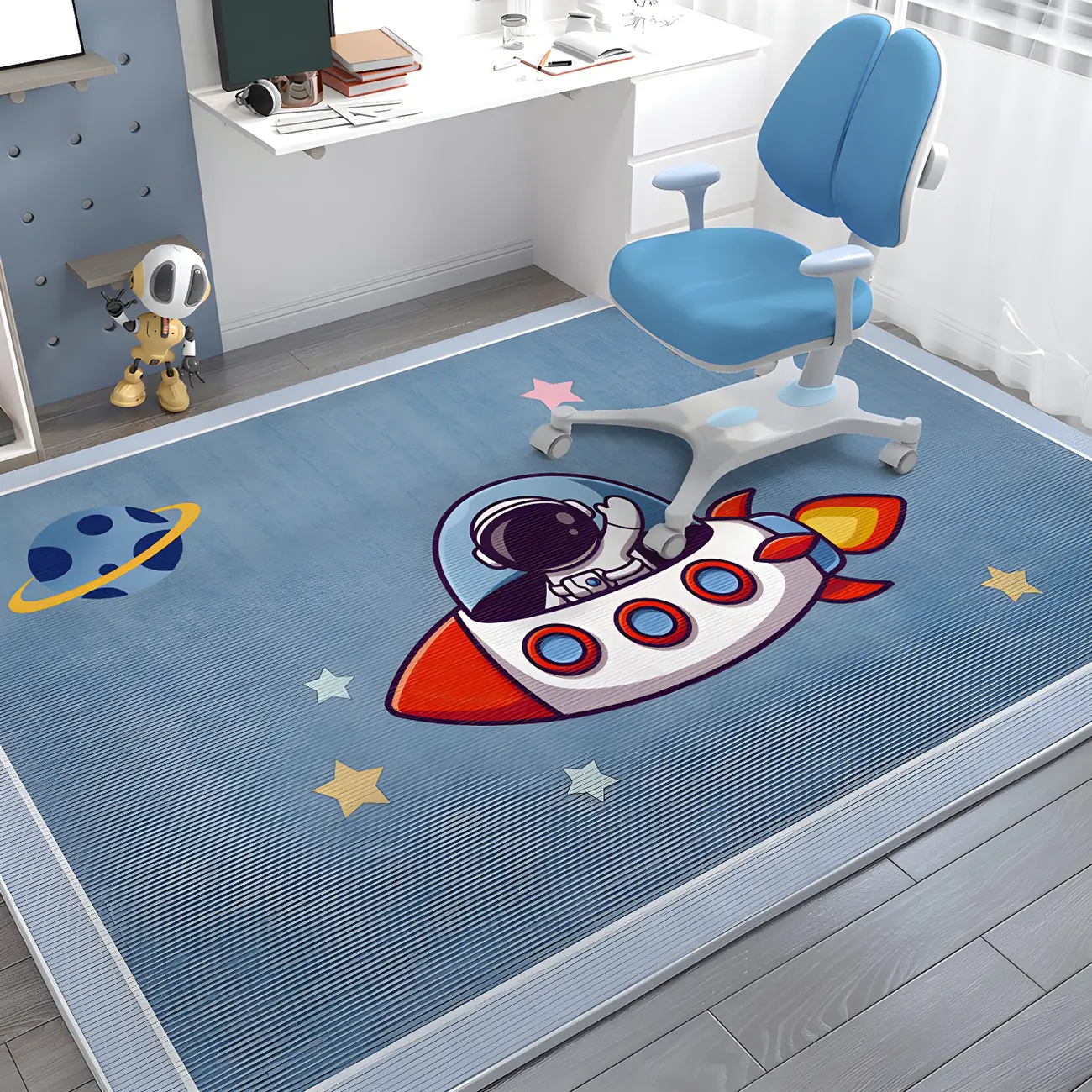 Rectangle Cartoon Cotton Blends Kids Area Rug Image - 2 | homeyfad
