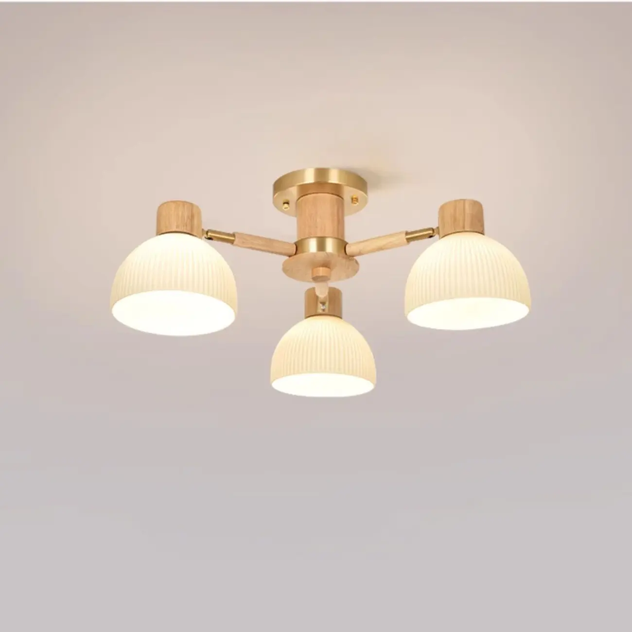 Natural Finish LED Semi Flush Ceiling Light for Home Spaces Image - 7 | homeyfad