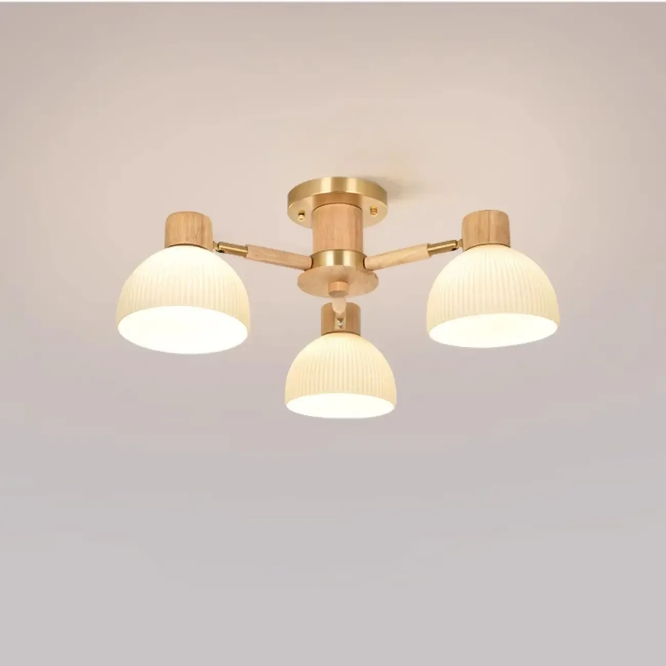 Natural Finish LED Semi Flush Ceiling Light for Home Spaces Image - 7
