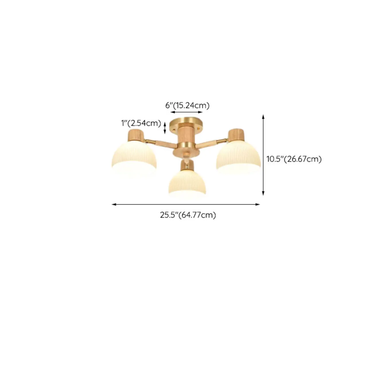 Natural Finish LED Semi Flush Ceiling Light for Home Spaces #size