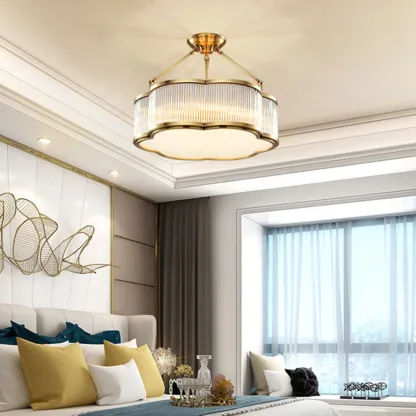 Modern Gold Semi Flush Ceiling Light for Living Room Image - 1