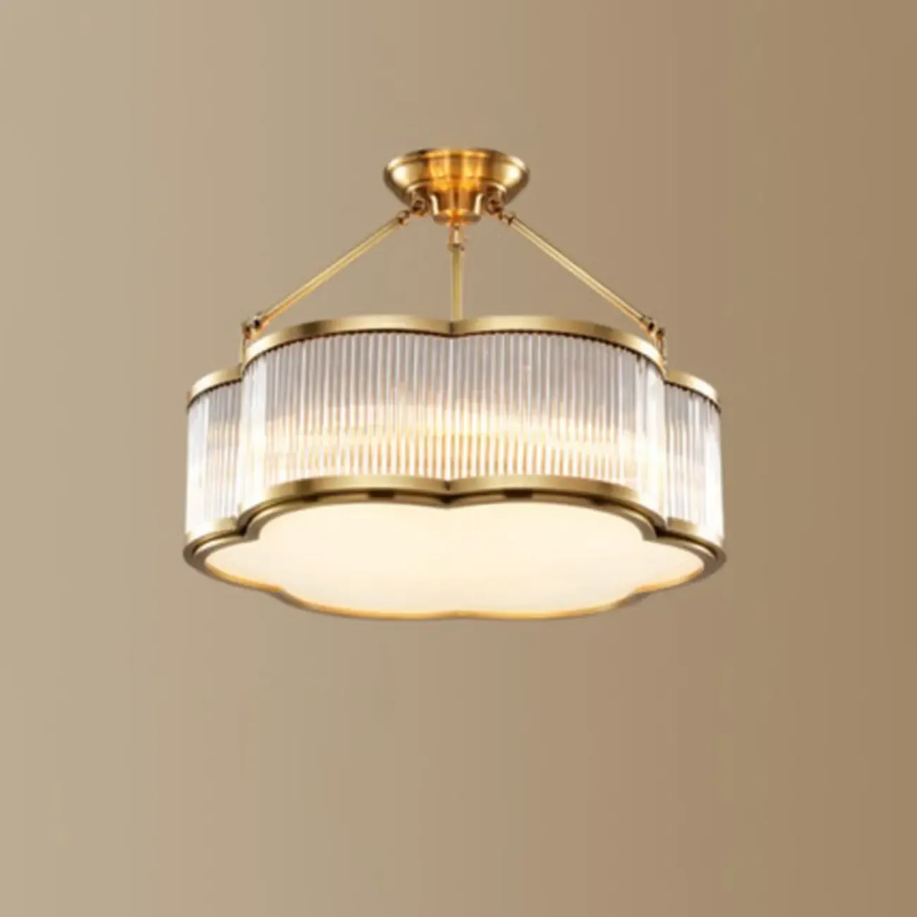 Modern Gold Semi Flush Ceiling Light for Living Room Image - 3