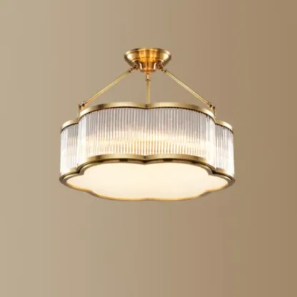 Modern Gold Semi Flush Ceiling Light for Living Room Image - 3