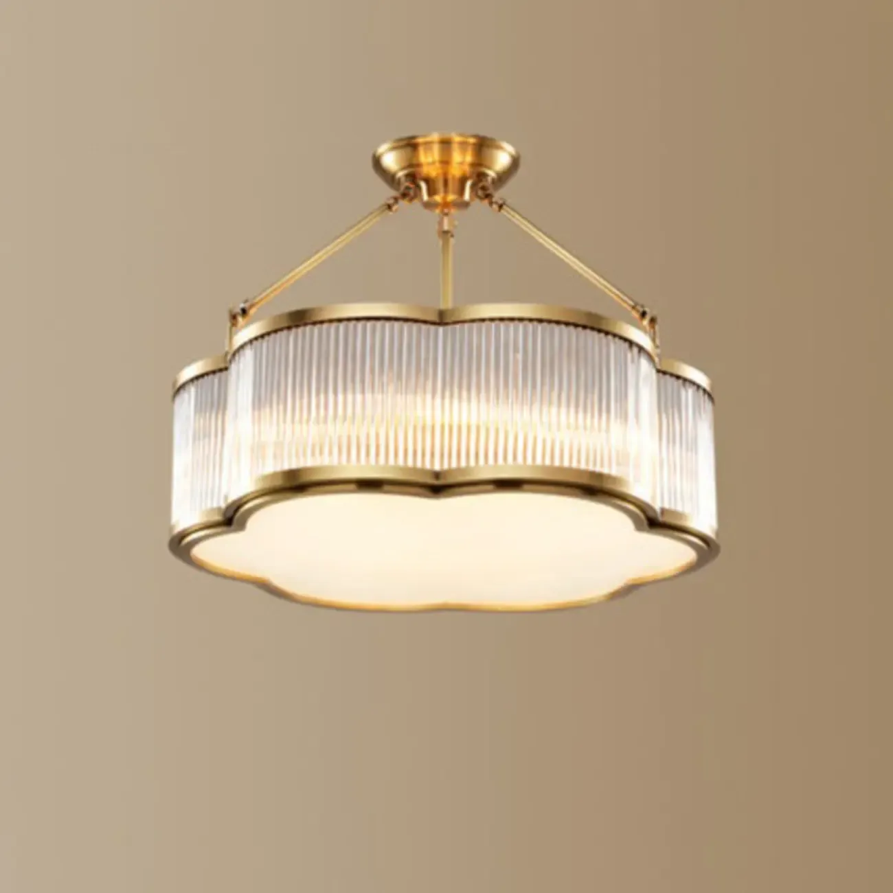 Modern Gold Semi Flush Ceiling Light for Living Room Image - 4