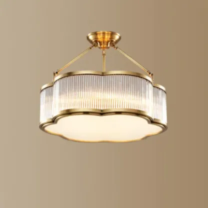 Modern Gold Semi Flush Ceiling Light for Living Room Image - 4